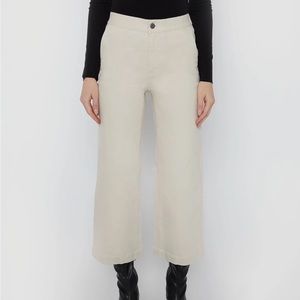 Oak and Fort Cropped Twill Wide Leg Pant in Oatmeal
